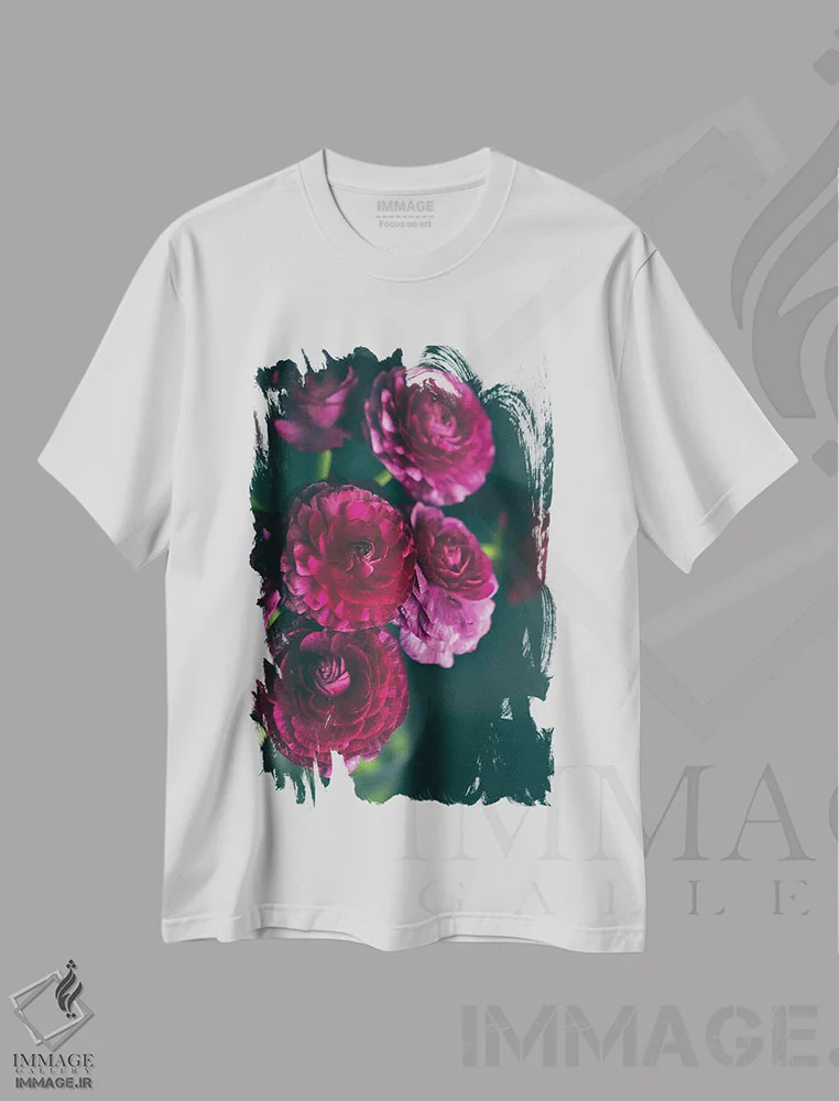 تیشرت سفید طرح دار آلاله بنفش II، تزئینی اثر اولیویا جوی سنت کلر | immage.ir