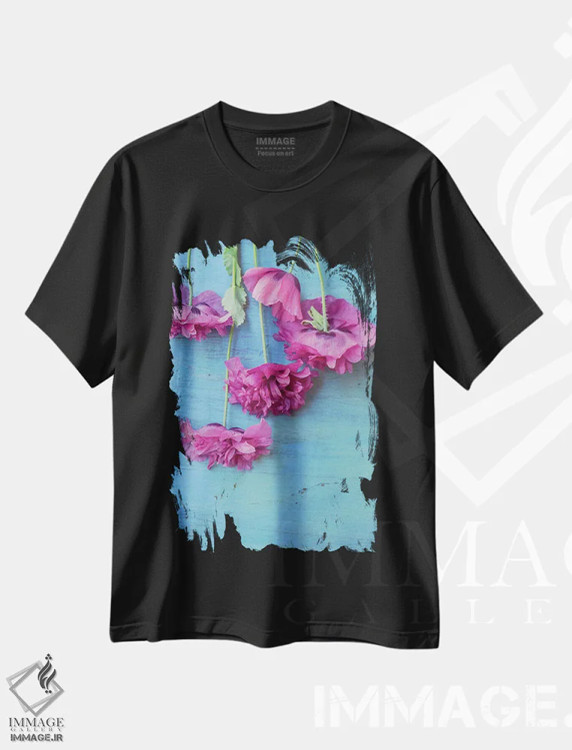 تیشرت مشکی طرح دار شقایق ها، تزئینی اثر اولیویا جوی سنت کلر | immage.ir