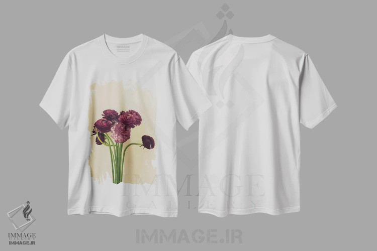 تیشرت سفید طرح دار آلاله بنفش IV، تزئینی اثر اولیویا جوی سنت کلر | فروشگاه ایماژ