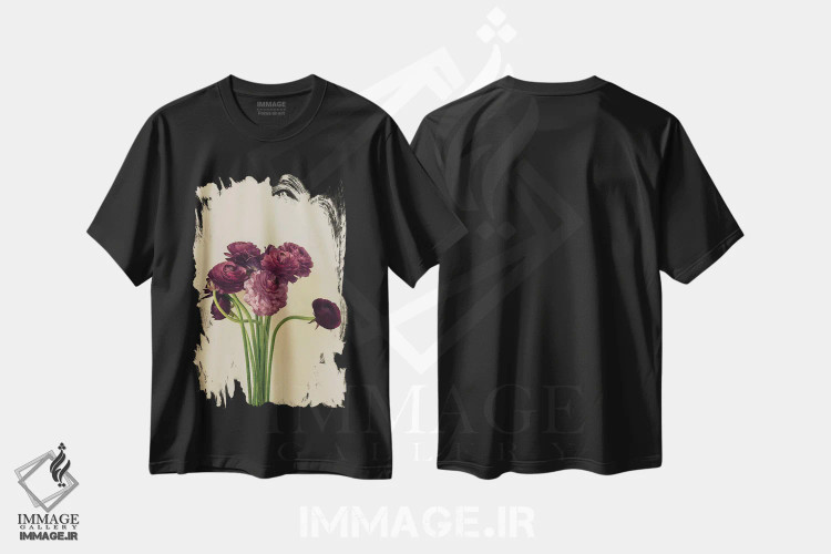 تیشرت مشکی طرح دار آلاله بنفش IV، تزئینی اثر اولیویا جوی سنت کلر | immage.ir