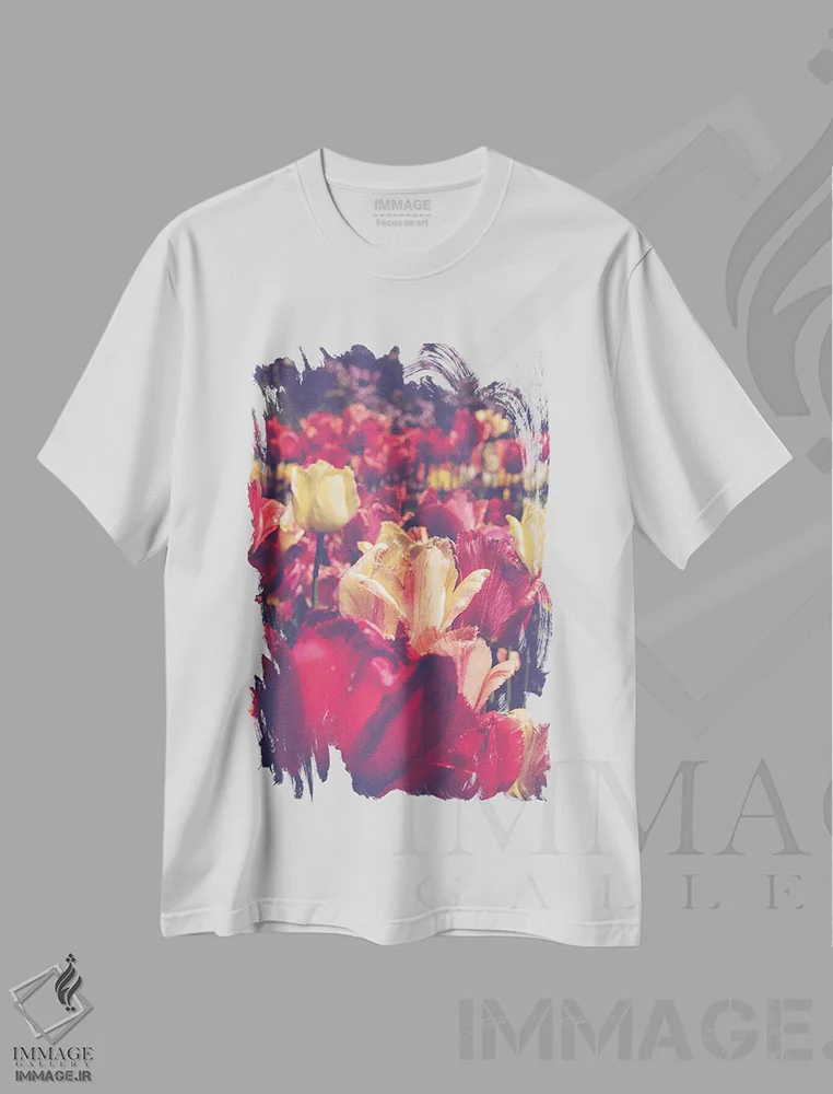 تیشرت سفید طرح دار عشق لاله ها، تزئینی اثر اولیویا جوی سنت کلر | immage.ir