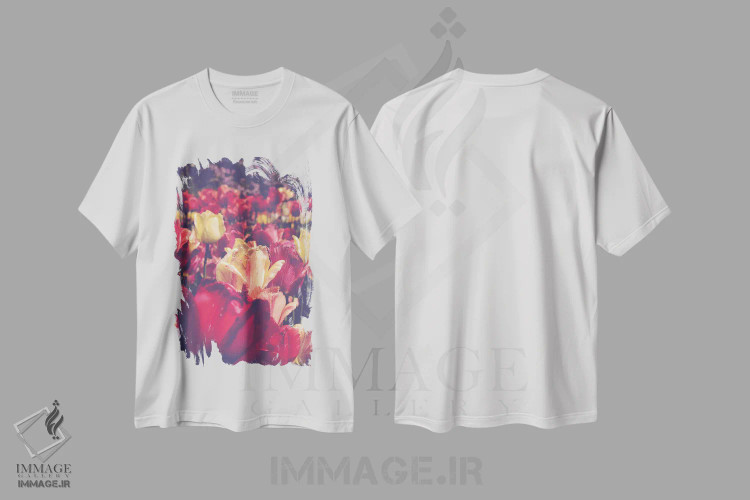 تیشرت سفید طرح دار عشق لاله ها، تزئینی اثر اولیویا جوی سنت کلر | immage.ir