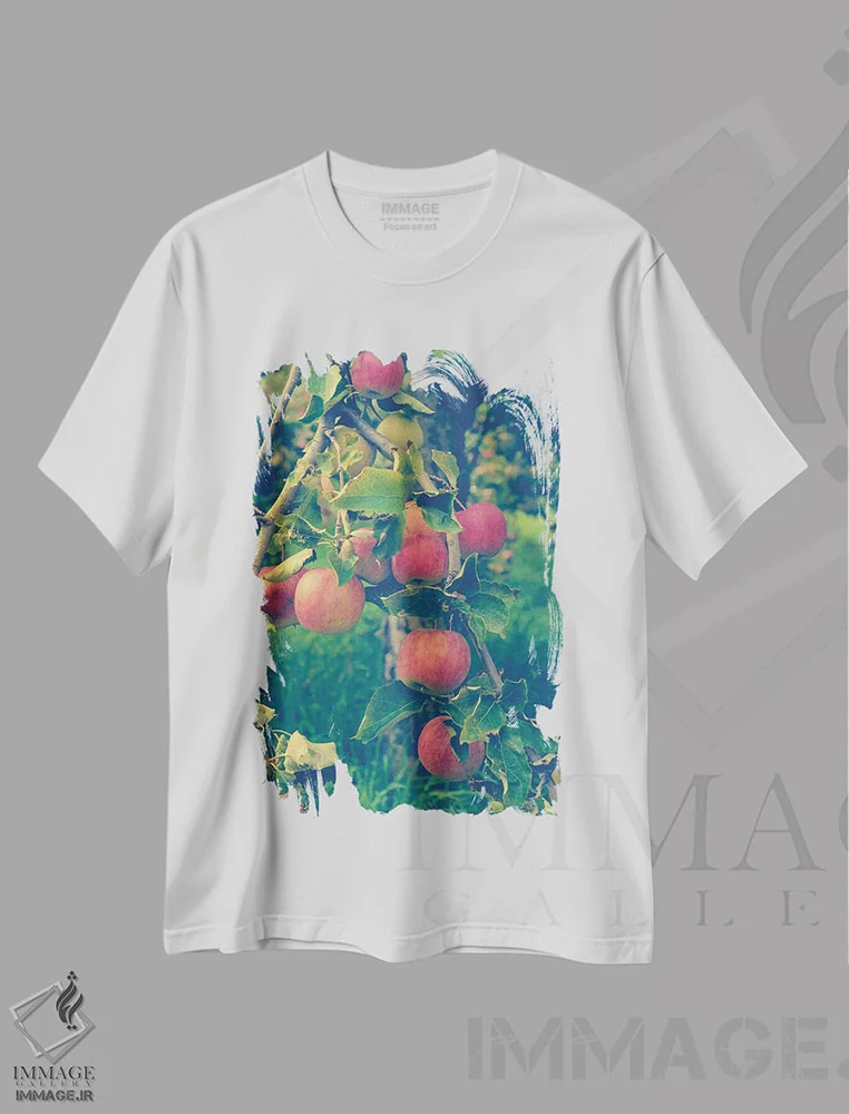 تیشرت سفید طرح دار برداشت سیب، دکور تعطیلات اثر اولیویا جوی سنت کلر | فروشگاه ایماژ