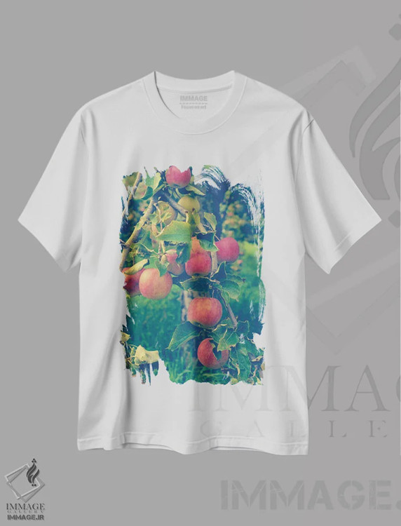تیشرت سفید طرح دار برداشت سیب، دکور تعطیلات اثر اولیویا جوی سنت کلر | فروشگاه ایماژ