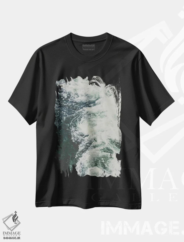 تیشرت مشکی طرح دار امواج V، دکور ساحلی اثر اولیویا جوی سنت کلر | فروشگاه ایماژ