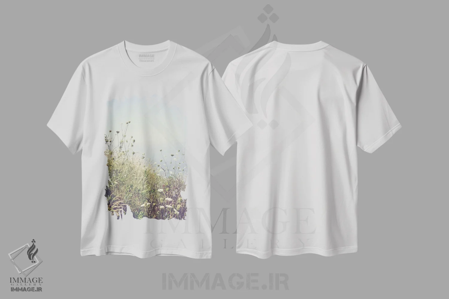 تیشرت سفید طرح دار گل های وحشی کنار دریا، دکور ساحلی اثر اولیویا جوی سنت کلر | فروشگاه ایماژ