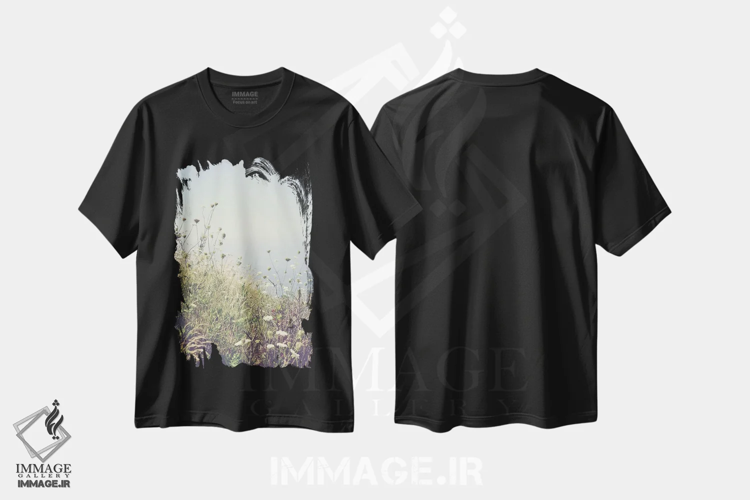 تیشرت مشکی طرح دار گل های وحشی کنار دریا، دکور ساحلی اثر اولیویا جوی سنت کلر | immage.ir