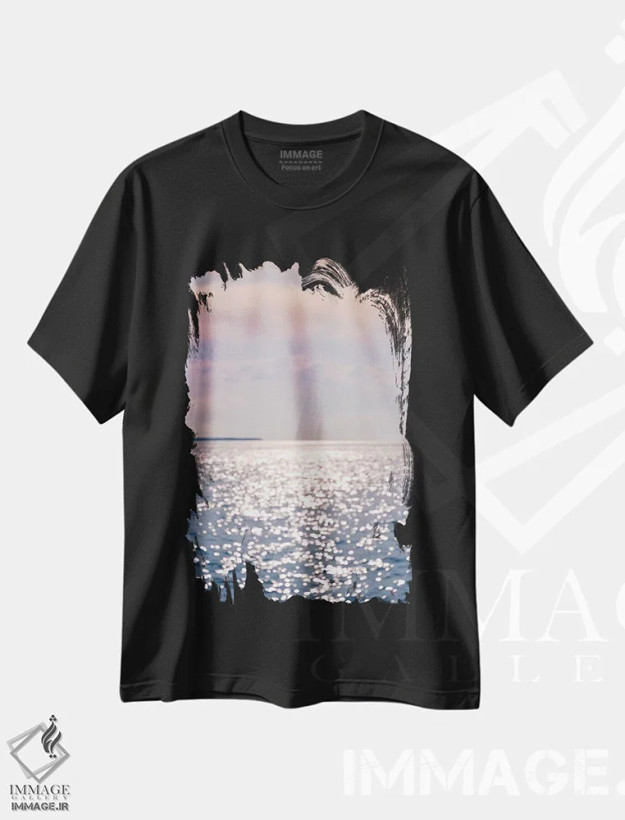 تیشرت مشکی طرح دار آواز باد، دکور ساحلی اثر اولیویا جوی سنت کلر | فروشگاه ایماژ