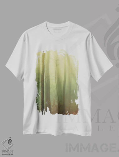 تیشرت سفید طرح دار درختان در مه II، مدیوم اثر اولیویا جوی سنت کلر | فروشگاه ایماژ