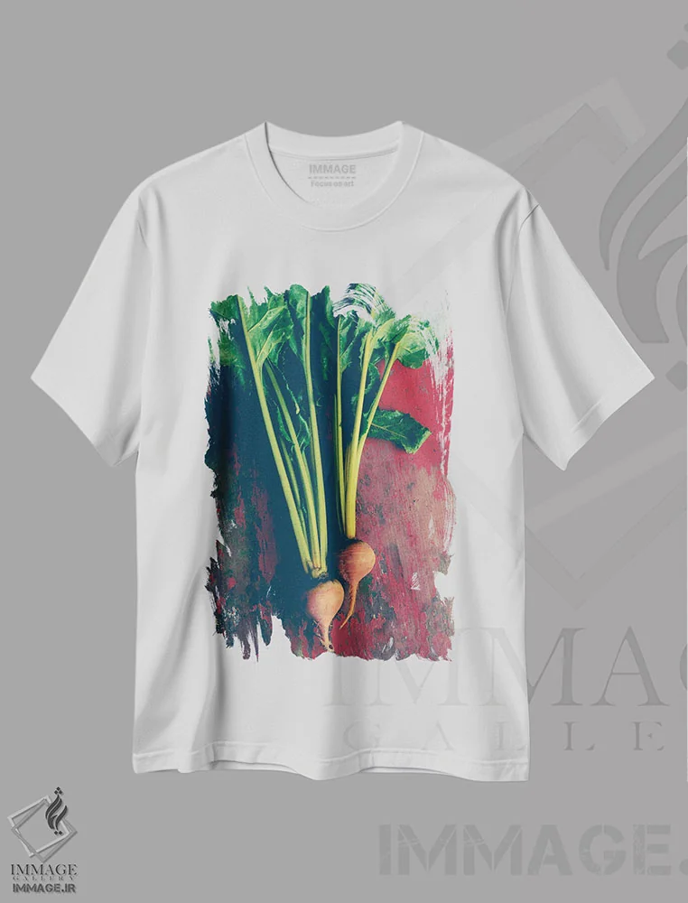 تیشرت سفید طرح دار از باغ تا سفره، تزئینی اثر اولیویا جوی سنت کلر | immage.ir