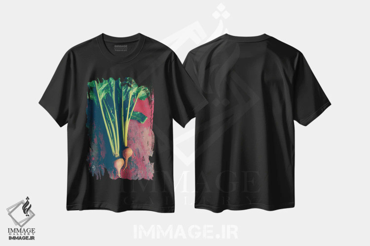 تیشرت مشکی طرح دار از باغ تا سفره، تزئینی اثر اولیویا جوی سنت کلر | فروشگاه ایماژ