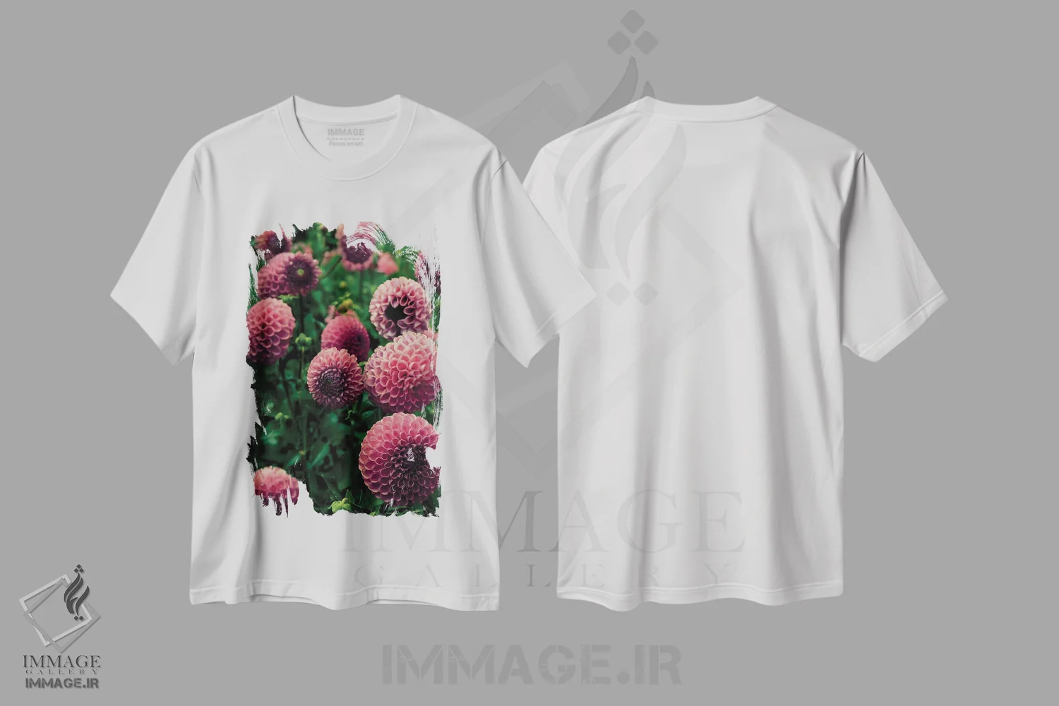 تیشرت سفید طرح دار گل های زیبای دالیا، مدیوم اثر اولیویا جوی سنت کلر | فروشگاه ایماژ