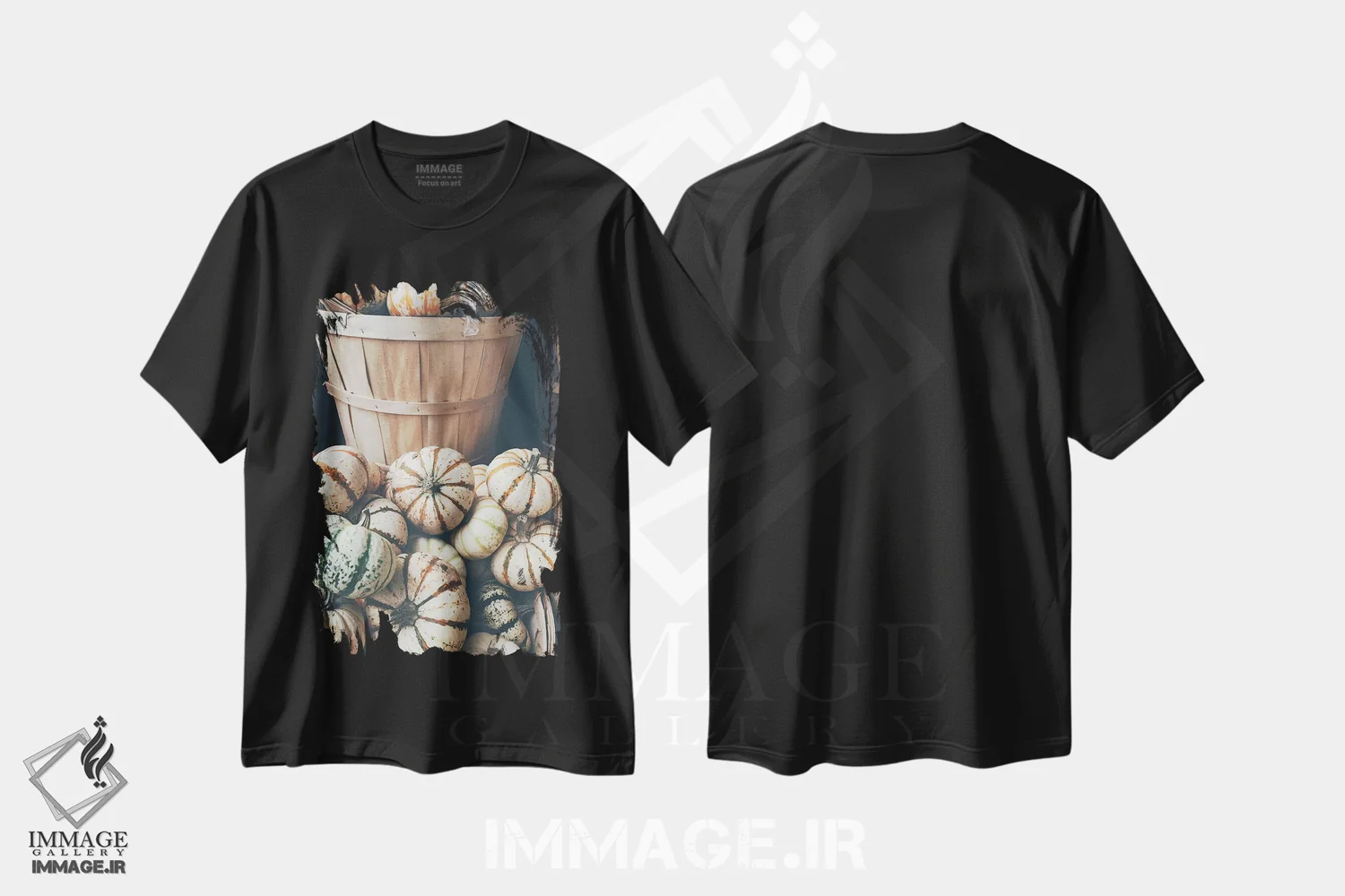 تیشرت مشکی طرح دار کدو تنبل روستایی I، دکور روستایی اثر اولیویا جوی سنت کلر | immage.ir