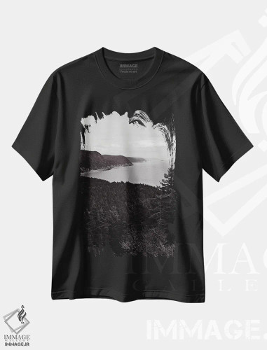 تیشرت مشکی طرح دار چشم انداز ۱۲ II، عکاسی سیاه و سفید اثر اولیویا جوی سنت کلر | فروشگاه ایماژ