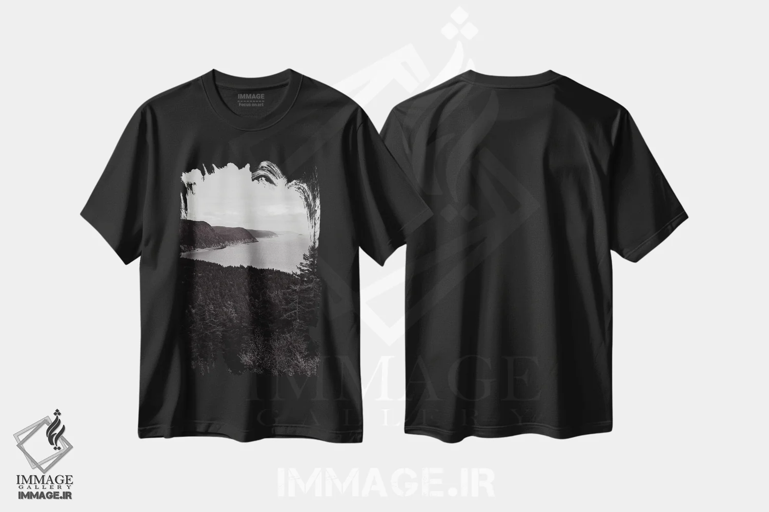 تیشرت مشکی طرح دار چشم انداز ۱۲ II، عکاسی سیاه و سفید اثر اولیویا جوی سنت کلر | فروشگاه ایماژ