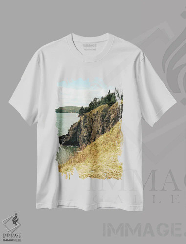 تیشرت سفید طرح دار صخره های ساحلی، مدیوم اثر اولیویا جوی سنت کلر | فروشگاه ایماژ
