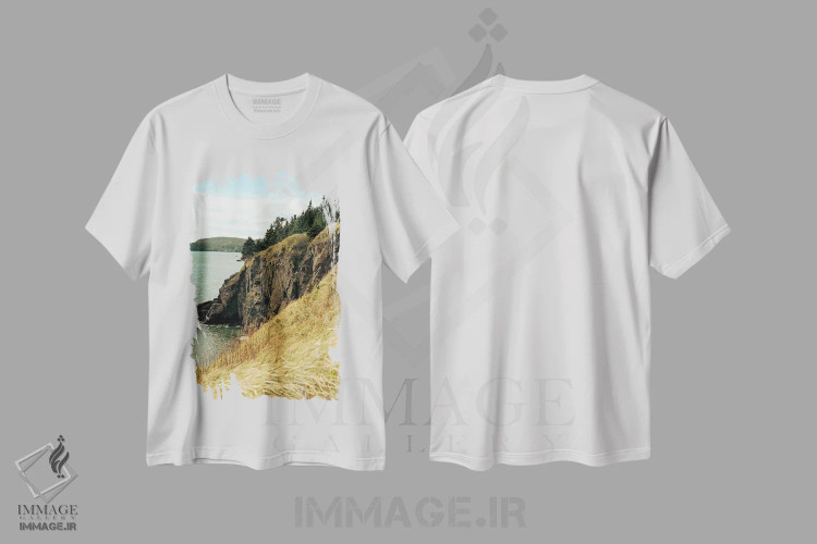 تیشرت سفید طرح دار صخره های ساحلی، مدیوم اثر اولیویا جوی سنت کلر | فروشگاه ایماژ