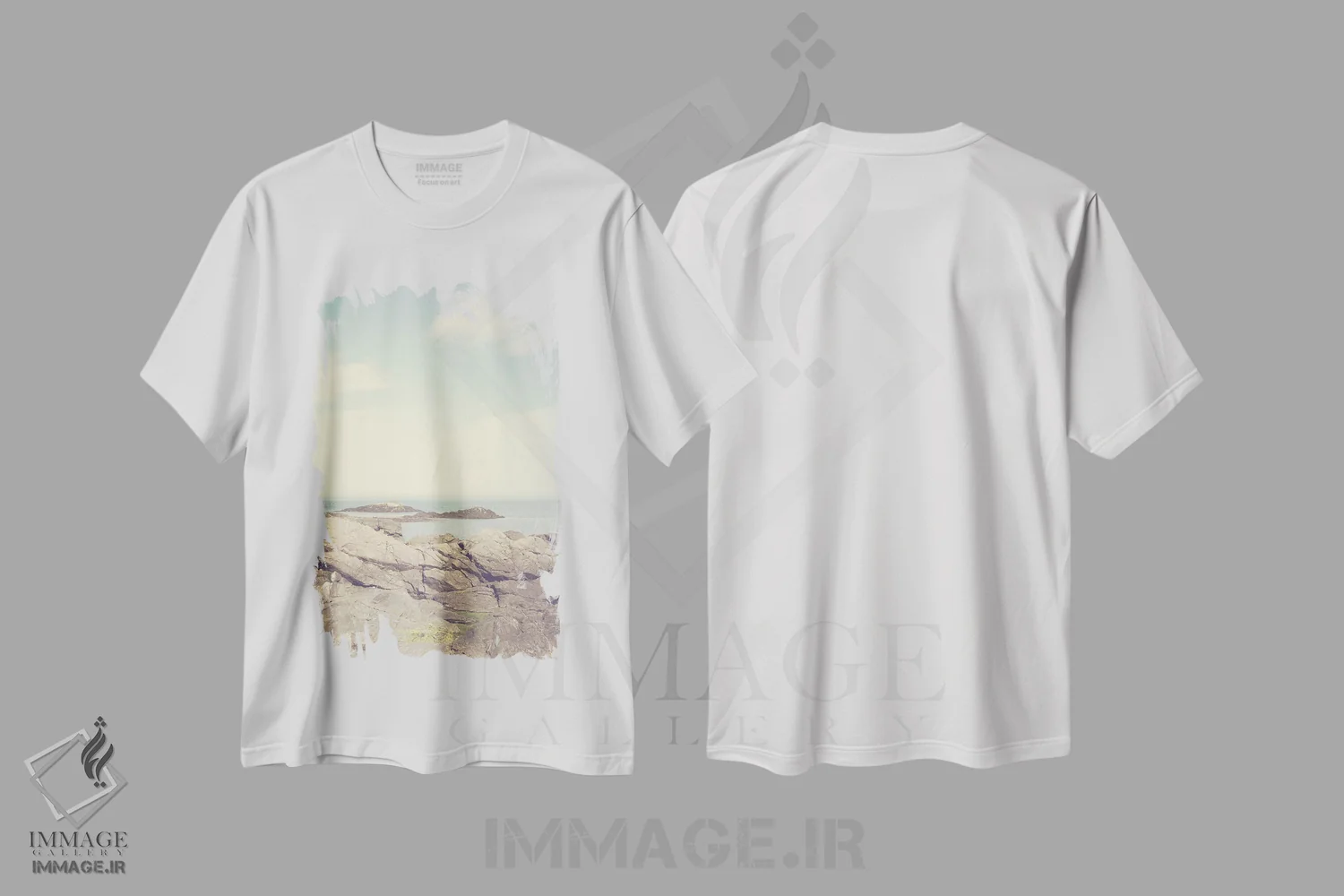 تیشرت سفید طرح دار صبح آرام ساحلی، مدیوم اثر اولیویا جوی سنت کلر | immage.ir