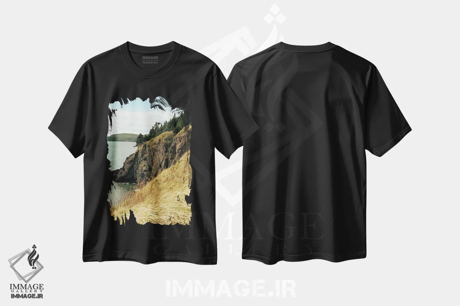 تیشرت مشکی طرح دار صخره های ساحلی، مدیوم اثر اولیویا جوی سنت کلر | immage.ir