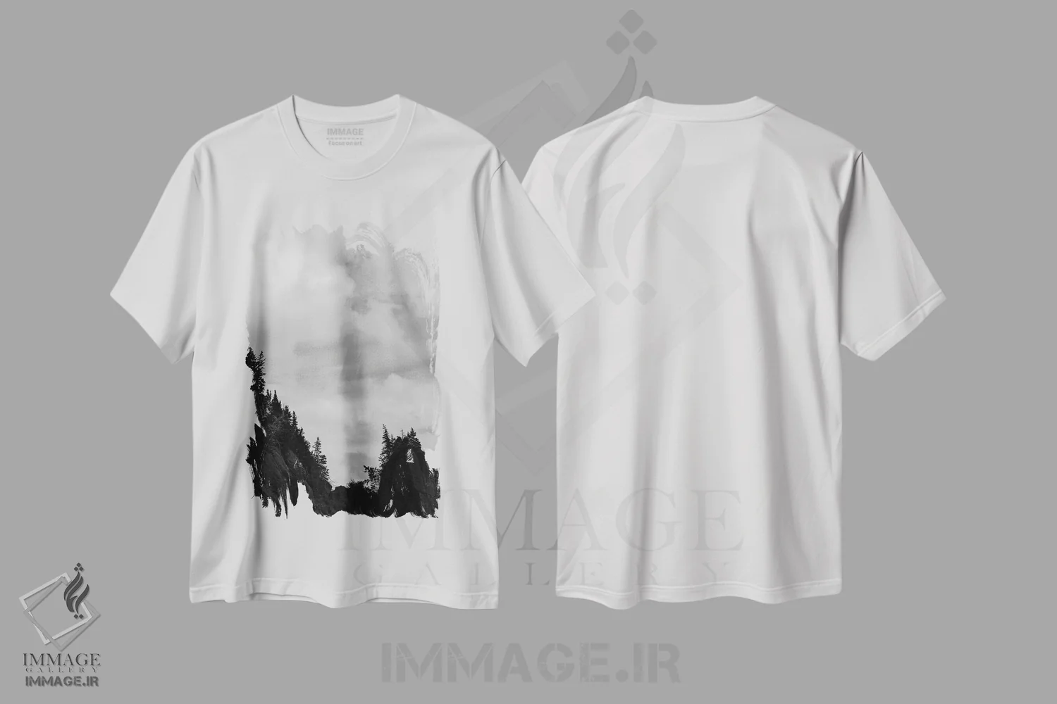 تیشرت سفید طرح دار نمای چشمگیر، عکاسی سیاه و سفید اثر اولیویا جوی سنت کلر | فروشگاه ایماژ