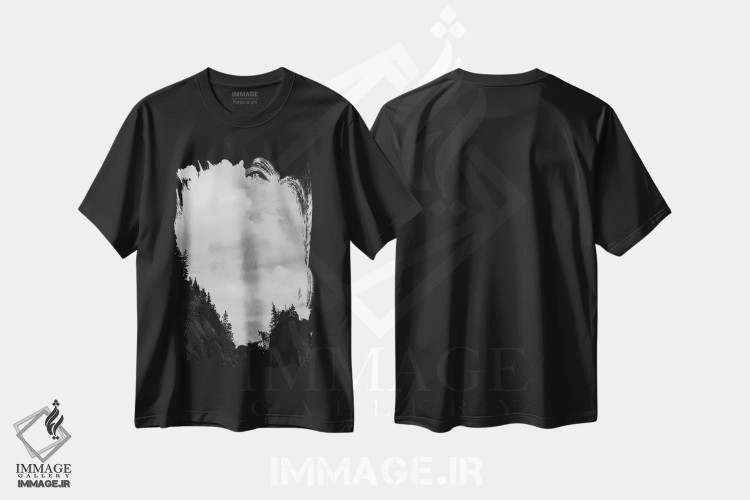 تیشرت مشکی طرح دار نمای چشمگیر، عکاسی سیاه و سفید اثر اولیویا جوی سنت کلر | immage.ir