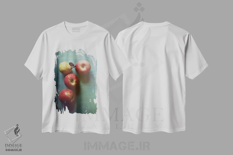 تیشرت سفید طرح دار سیب های پاییزی، دکور روستایی اثر اولیویا جوی سنت کلر | فروشگاه ایماژ