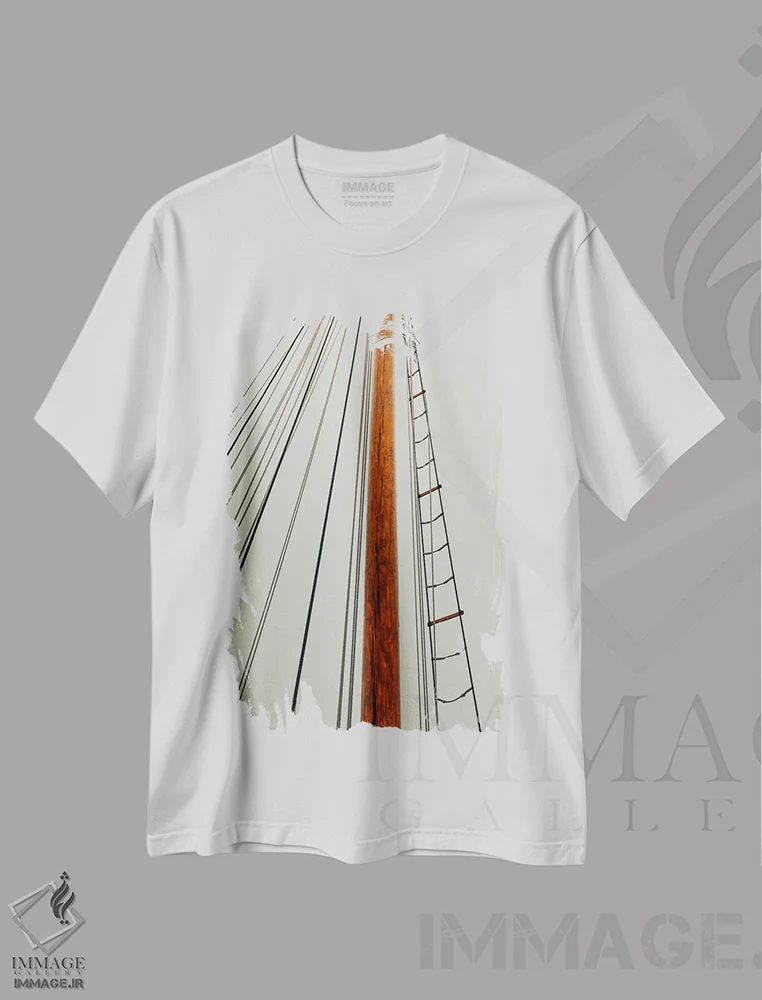 تیشرت سفید طرح دار عکس抽象 دکل قایق بادبانی، مدیوم اثر اولیویا جوی سنت کلر | فروشگاه ایماژ