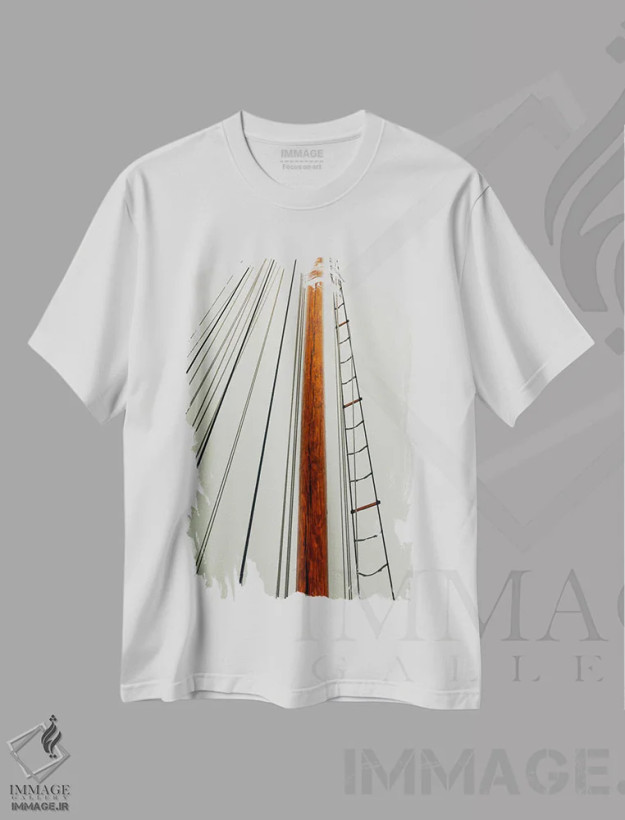 تیشرت سفید طرح دار عکس抽象 دکل قایق بادبانی، مدیوم اثر اولیویا جوی سنت کلر | فروشگاه ایماژ