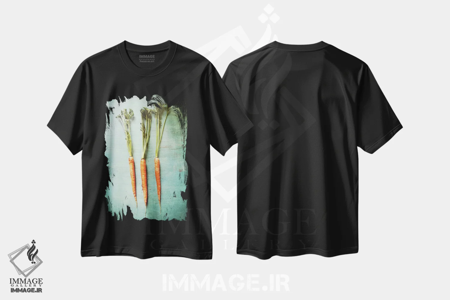 تیشرت مشکی طرح دار سه هویج، دکور روستایی اثر اولیویا جوی سنت کلر | فروشگاه ایماژ