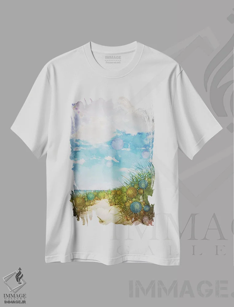 تیشرت سفید طرح دار ساحل، دکور ساحلی اثر اولیویا جوی سنت کلر | immage.ir