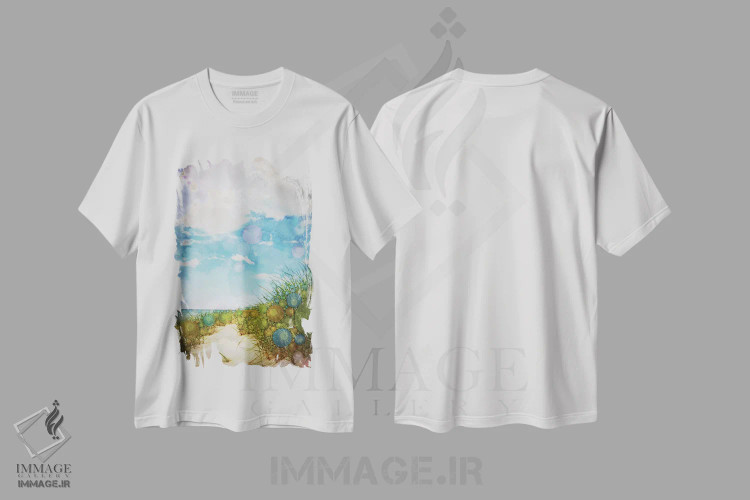 تیشرت سفید طرح دار ساحل، دکور ساحلی اثر اولیویا جوی سنت کلر | immage.ir
