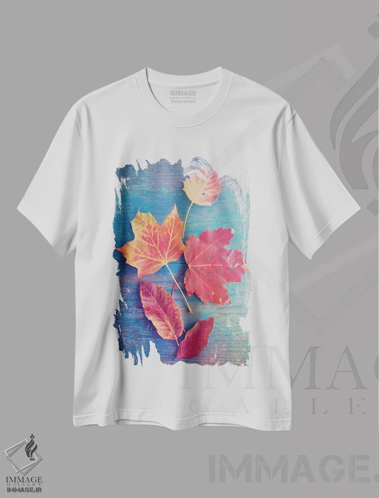 تیشرت سفید طرح دار رنگ های پاییز، تزئینی اثر اولیویا جوی سنت کلر | فروشگاه ایماژ