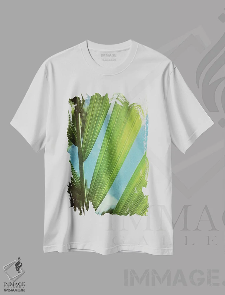 تیشرت سفید طرح دار چشم اندازی گرمسیری، تزئینی اثر اولیویا جوی سنت کلر | فروشگاه ایماژ