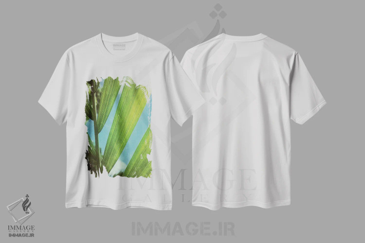 تیشرت سفید طرح دار چشم اندازی گرمسیری، تزئینی اثر اولیویا جوی سنت کلر | فروشگاه ایماژ