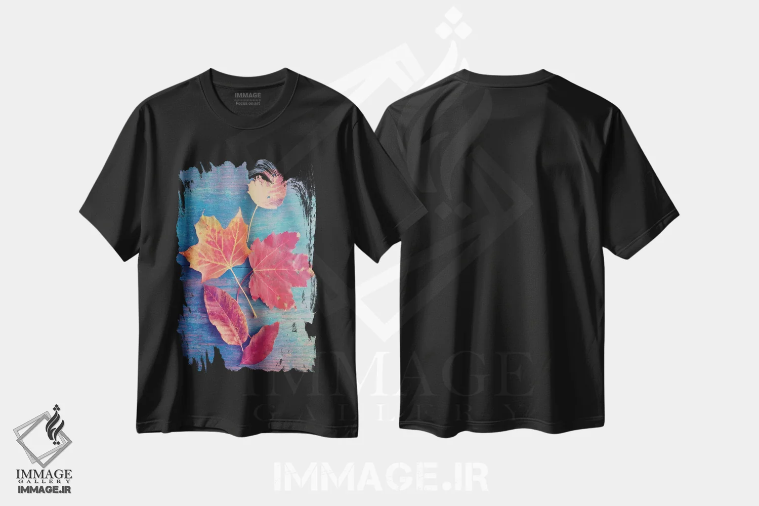 تیشرت مشکی طرح دار رنگ های پاییز، تزئینی اثر اولیویا جوی سنت کلر | immage.ir