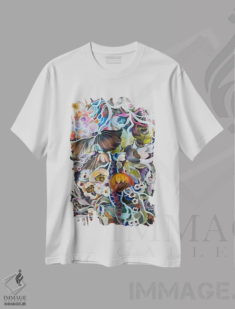 تیشرت سفید طرح دار باغ جادویی، هنر فاخر معاصر اثر اوکسانا پترووا | immage.ir