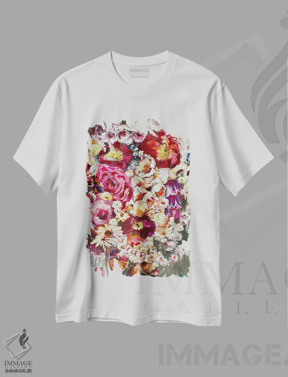 تیشرت سفید طرح دار با تو خوشحالم، هنر فاخر معاصر اثر اوکسانا پترووا | immage.ir