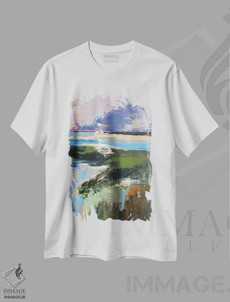 تیشرت سفید طرح دار مزارع، آبستره اثر اوکسانا پترووا | immage.ir