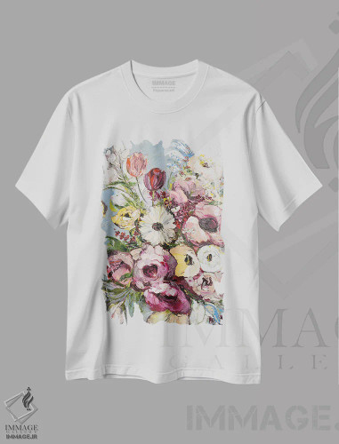 تیشرت سفید طرح دار تابستان شکوفا، دکور معاصر اثر اوکسانا پترووا | فروشگاه ایماژ