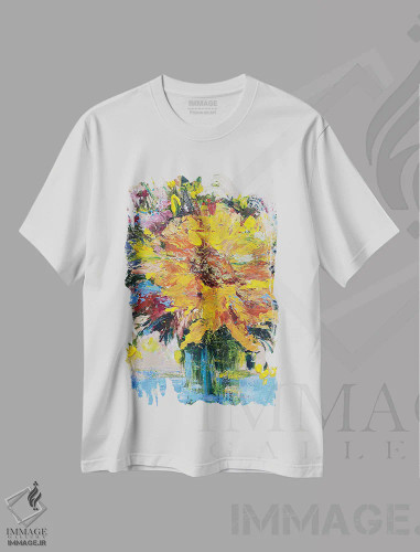 تیشرت سفید طرح دار دسته گل زرد گلی، دکور معاصر اثر اوکسانا پترووا | فروشگاه ایماژ
