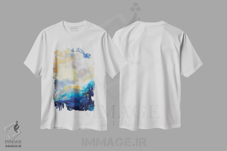 تیشرت سفید طرح دار رؤیاهایی درباره دریا اثر اوکسانا پترووا | immage.ir