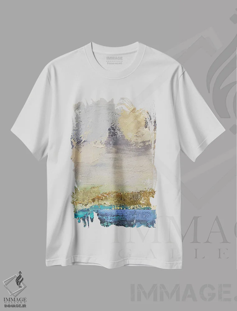تیشرت سفید طرح دار مه آلود اثر اوکسانا پترووا | فروشگاه ایماژ