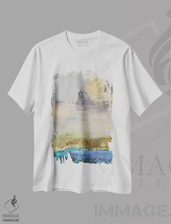 تیشرت سفید طرح دار مه آلود اثر اوکسانا پترووا | فروشگاه ایماژ