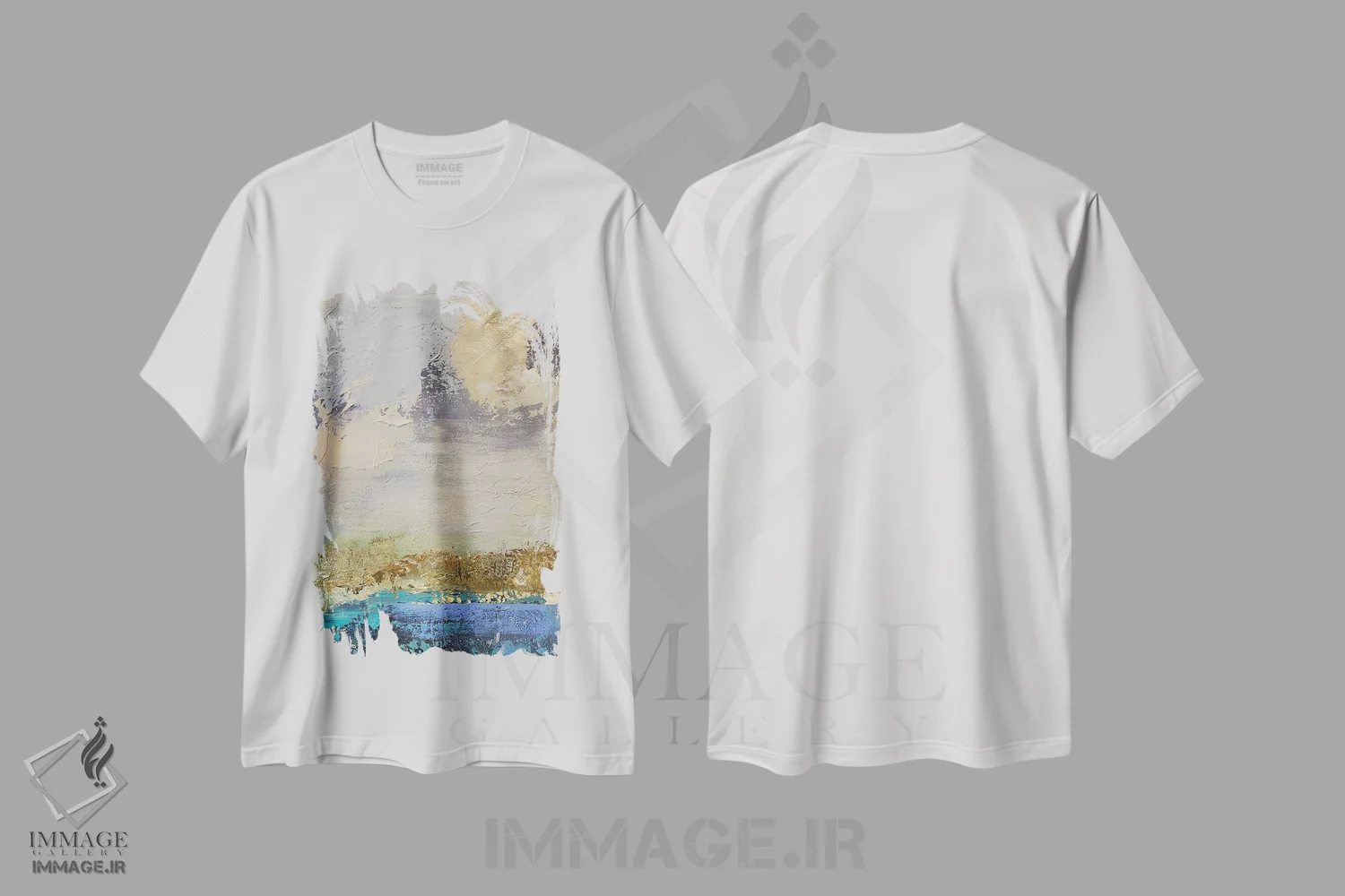 تیشرت سفید طرح دار مه آلود اثر اوکسانا پترووا | فروشگاه ایماژ