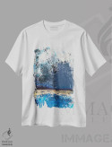 تیشرت سفید طرح دار طوفان دریایی اثر اوکسانا پترووا | فروشگاه ایماژ