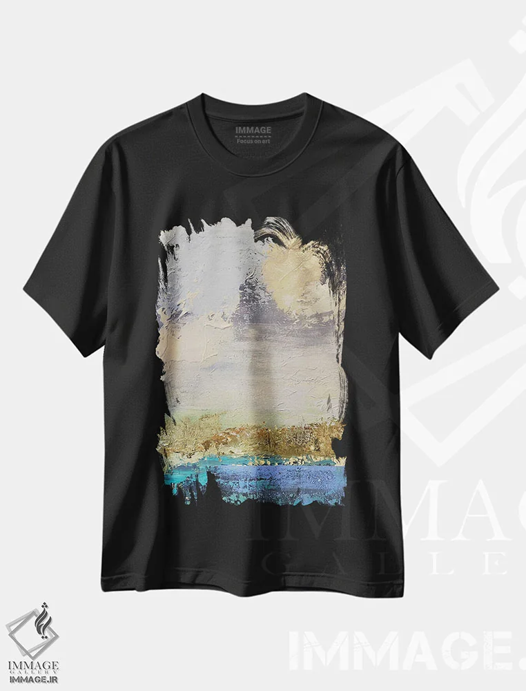 تیشرت مشکی طرح دار مه آلود اثر اوکسانا پترووا | immage.ir