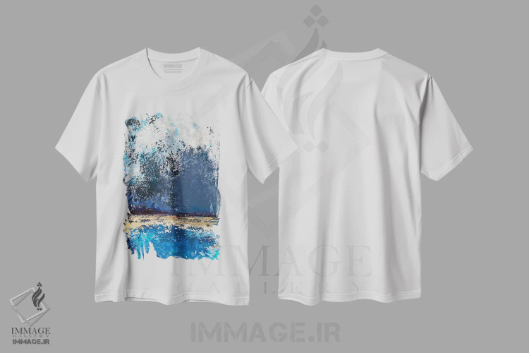 تیشرت سفید طرح دار طوفان دریایی اثر اوکسانا پترووا | فروشگاه ایماژ
