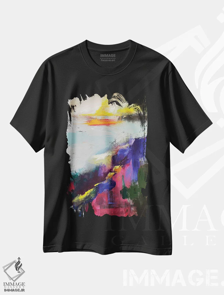 تیشرت مشکی طرح دار دل باخته تو اثر اوکسانا پترووا | فروشگاه ایماژ