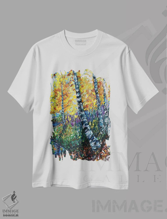 تیشرت سفید طرح دار نقاشی منظره کلرادو، هنر فاخر معاصر اثر اولنا آرت | immage.ir