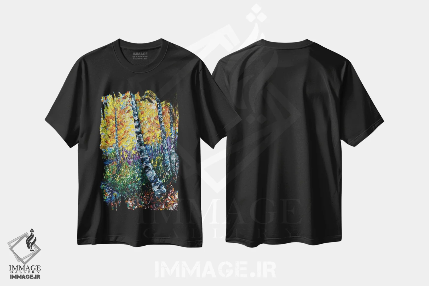 تیشرت مشکی طرح دار نقاشی منظره کلرادو، هنر فاخر معاصر اثر اولنا آرت | فروشگاه ایماژ